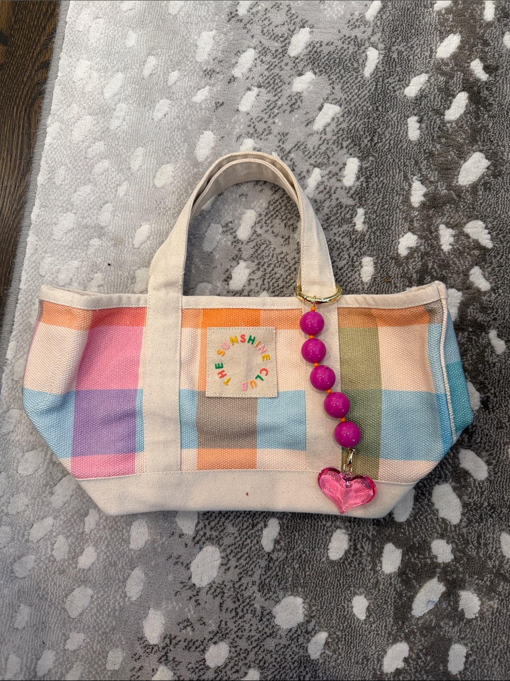 Target Mini Tote Bag with Pastel Plaid and Pink Heart Charm